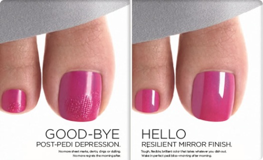 CND Shellac pedicure, perfect gel polish toenail colour in dark pink